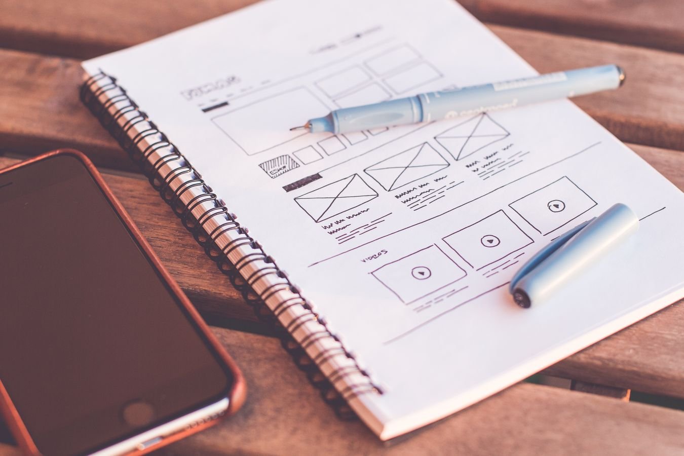 Page structure and layout features sketched on paper